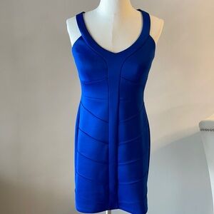 NWOT juniors Bodycon / bandage criss cross back mini party dress Royal BLUE sz 7